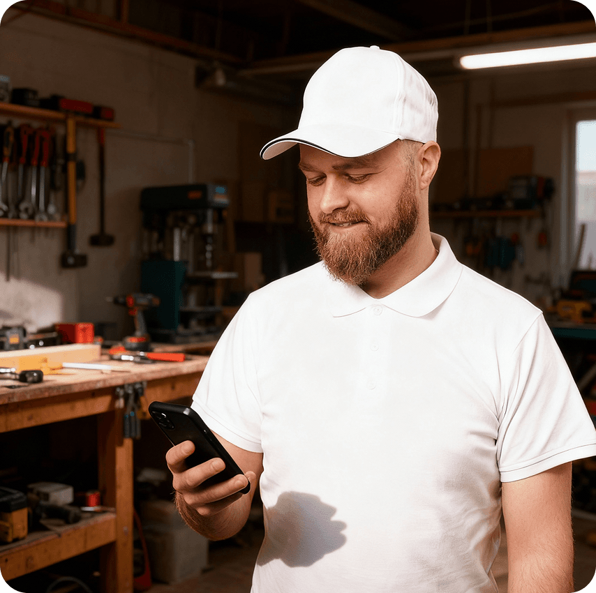 Electrician using phone
